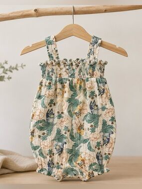 Bluey | Tropical Muslin Bubble Romper | 12M